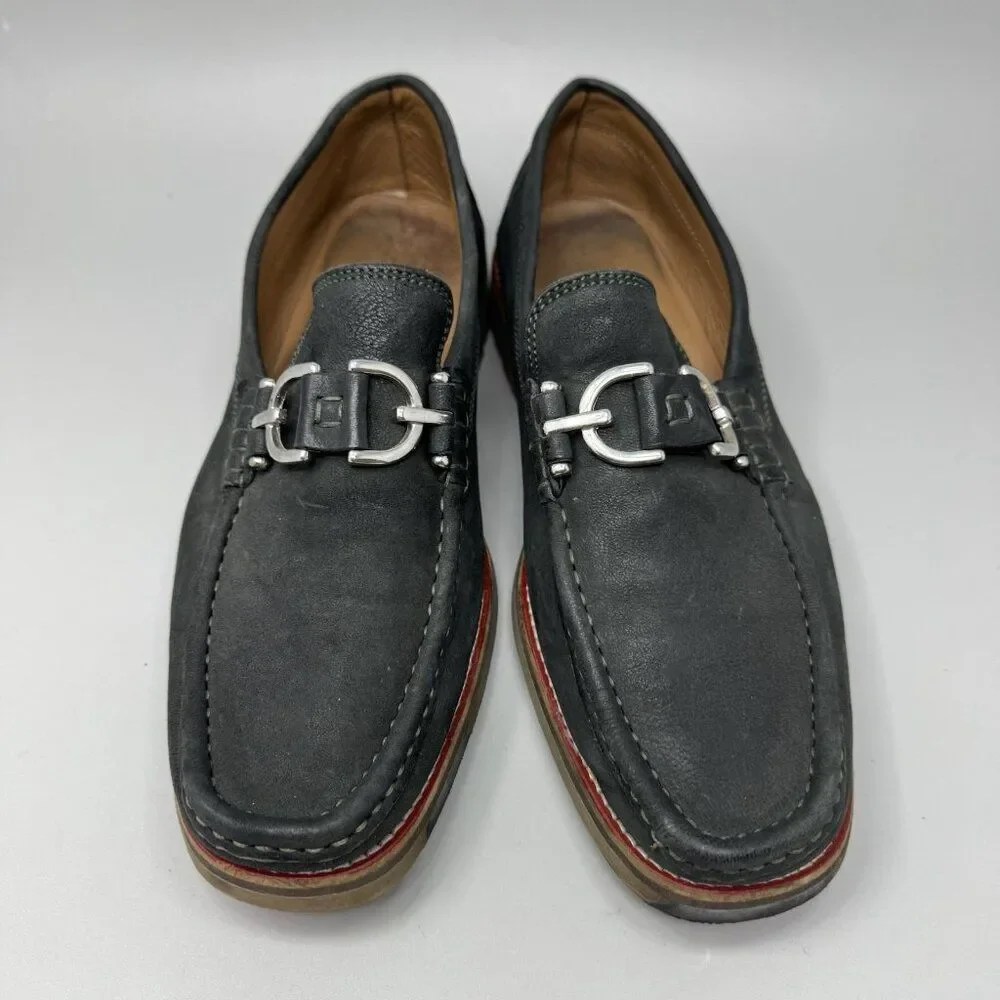 Donald J Pliner  DUSTEE Suede Horsebit Loafers Men's Size 9M Black